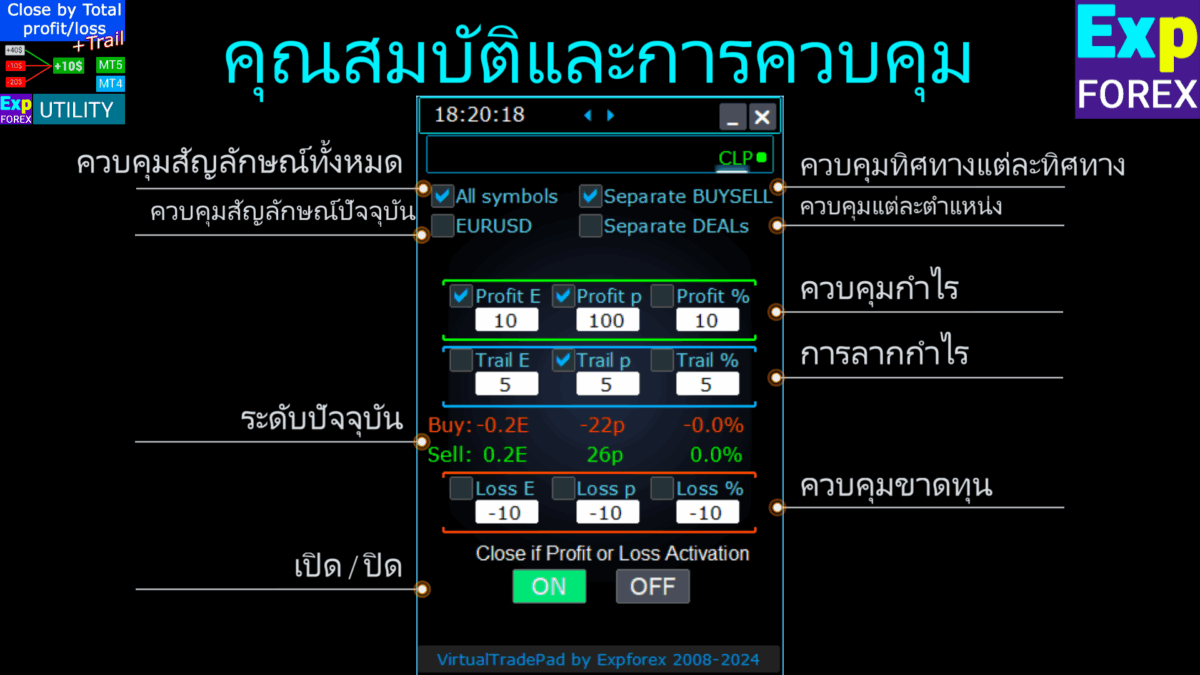 Trade Pad VirtualTradePad: คุณสมบัติและการควบคุมสำหรับ Forex