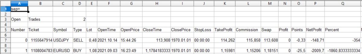 Extra Report Pad: Приклад CSV