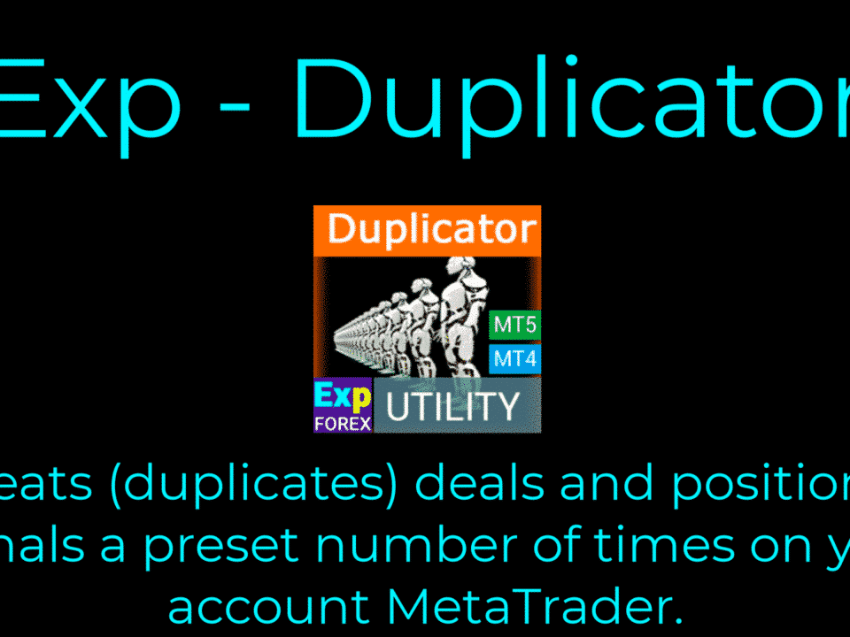 Video about Exp – Duplicator Duplication and multiple signals and deals/positions/orders in the MetaTrader terminals. Increase or decrease lots. Manage additional positions with your rules: Stoploss, Takeprofit, and TrailingStop.