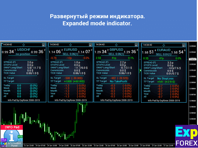 Antarmuka utama InfoPad di MetaTrader