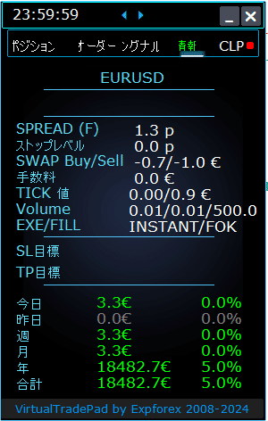 Trade Pad VirtualTradePad: 情報タブ