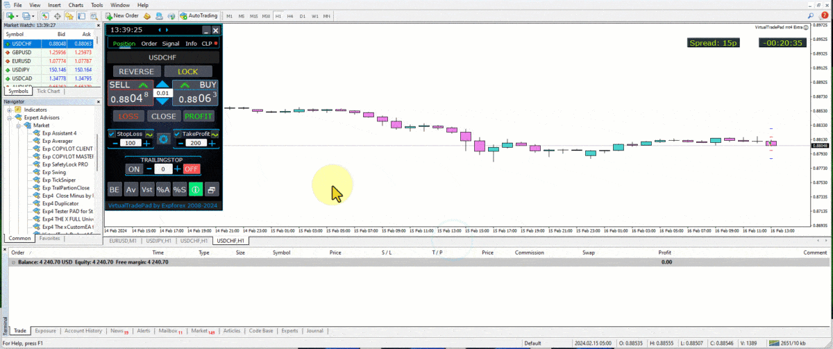 Trade Pad VirtualTradePad: Spostare e modificare i livelli Stoploss e Take Profit sul grafico
