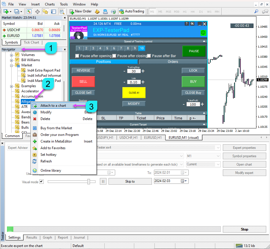Carga de Indicadores en Strategy Tester MT4 Paso 2