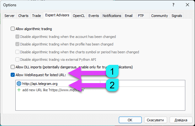 Tab Expert Advisors trong MetaTrader
