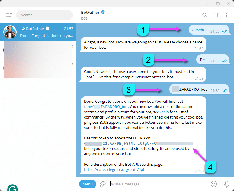 Tạo bot trong Telegram bước 3
