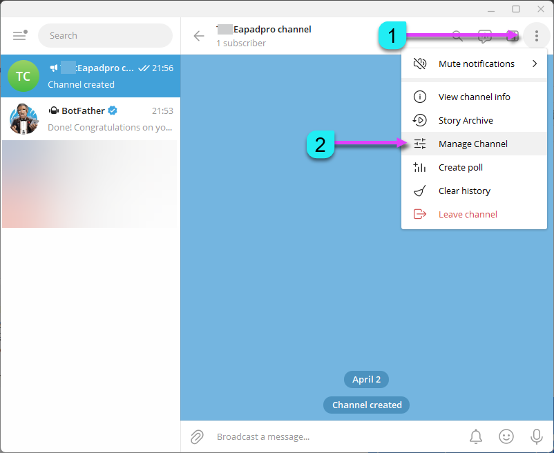 Chỉ định bot làm quản trị viên kênh công khai Telegram