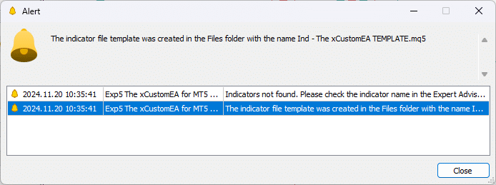 File di Template dell'Indicatore per xCustomEA